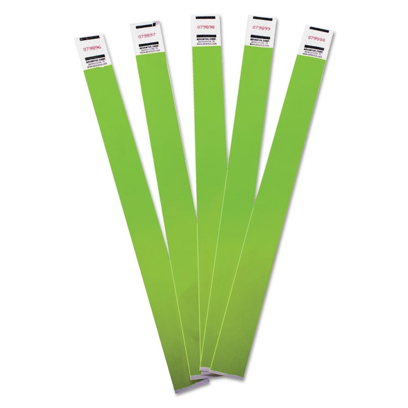 ADVANTUS Crowd Management Tyvek Wristbands, Sequentially Numbered, Green, Pack of 100 (75443)